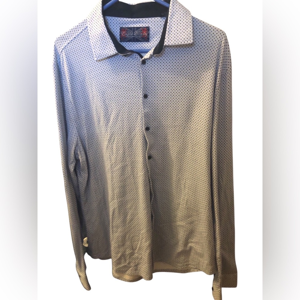 English Laundry Men’s Long Sleeve Button down Shirt Large Soft blue